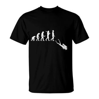 Funny Diving Evolution Gift For Scuba Divers T-Shirt | Mazezy