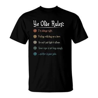 Funny Dm Gifts Ye Olde Rules Dungeon Rpg Game Master T-Shirt | Mazezy