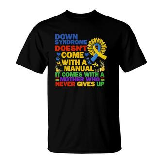 Funny Down Syndrome Yellow And Blue Ribbon Sunflower T-Shirt | Mazezy