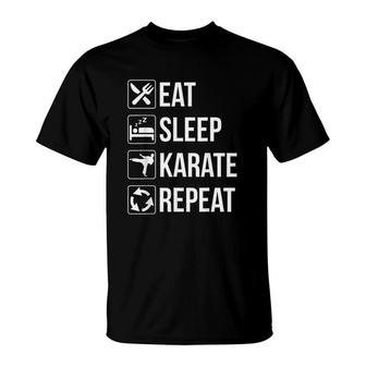 Funny Eat Sleep Karate Repeat T-Shirt | Mazezy