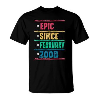Funny Epic Since February 2008 14Th Birthday 14 Year Old T-Shirt - Seseable