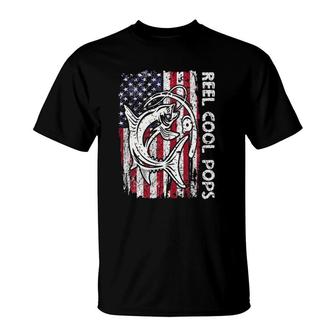 Funny Fishing Grandpa Vintage American Flag Reel Cool Pops T-Shirt | Mazezy AU