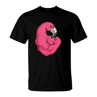 Funny Flamingo Weightlifting Bodybuilder Muscle T-Shirt | Mazezy