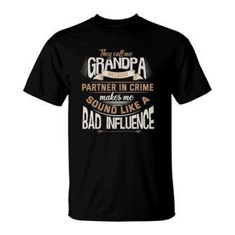 Funny Grandpa Partner In Crime Phrase Granddad Humor T-Shirt | Mazezy
