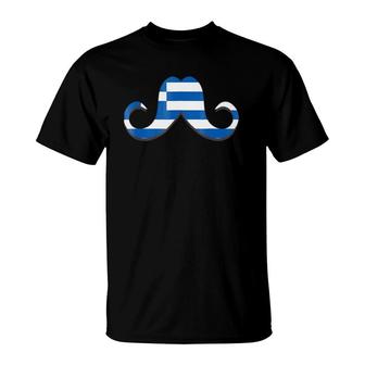Funny Greek Mustache Proud Greece Flag Meme Gift T-Shirt | Mazezy