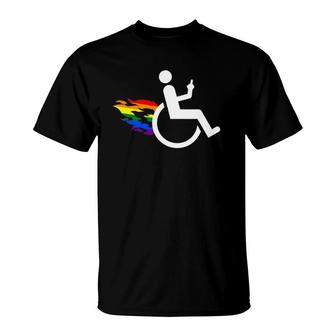 Funny Handicap Disabled Lesbian Amputee Lgbt Gay Wheelchair T-Shirt | Mazezy