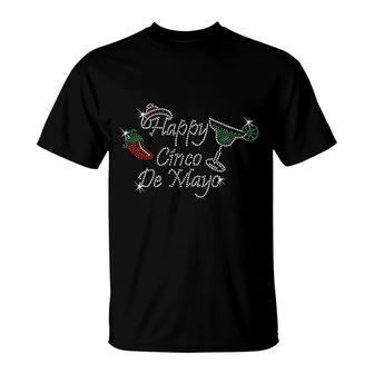 Funny Happy Cinco De Mayo Rhinestone Party T-Shirt | Mazezy