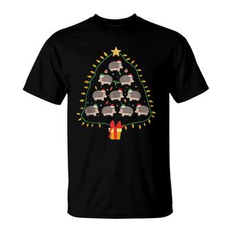 Funny Hedgehog Christmas Tree Xmas Eve Party T-Shirt | Mazezy