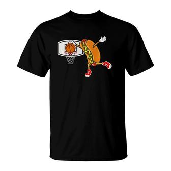 Funny Hot Dog Slam Dunk Basketball T-Shirt | Mazezy