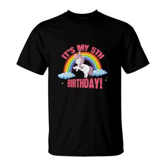 Funny It Is My Unicorn 5Th Birthday Beautiful Rainbow Color T-Shirt | Seseable CA