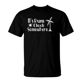 Funny It's Rum O' Clock Somewhere Palm Tree Beach Tank Top T-Shirt | Mazezy