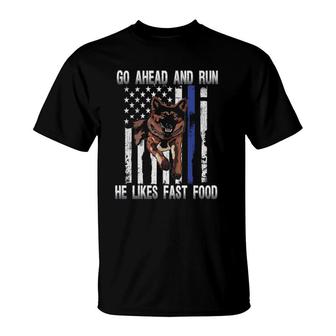 Funny K 9 Police Handler Gift Thin Blue Line Dog Costume T-Shirt | Mazezy