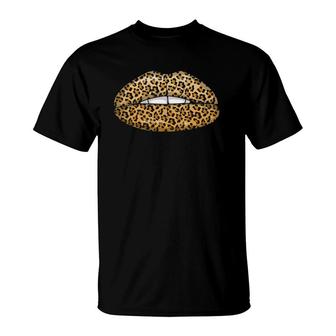 Funny Leopard Lips Cool Women Mouth Cheetah Lipstick Gift T-Shirt | Mazezy AU