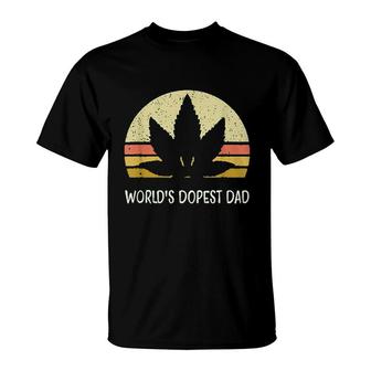 Funny Marijuana Leaf Cannabis Weed Worlds Dopest Dad Cute T-Shirt - Seseable
