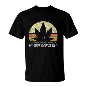 Funny Marijuana Leaf Cannabis Weed Worlds Dopest Dad T-Shirt - Seseable