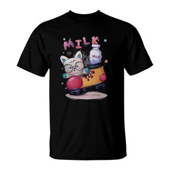 Funny Milk Cat Kitten Cat T-Shirt | Mazezy