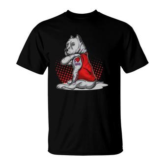 Funny Pitbull I Heart Mom Pitbull Lover Dog Owner Love Mom T-Shirt | Mazezy