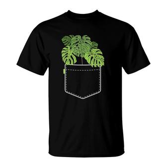 Funny Plant Gifts For Women Monstera Pocket Plant Mama T-Shirt | Mazezy