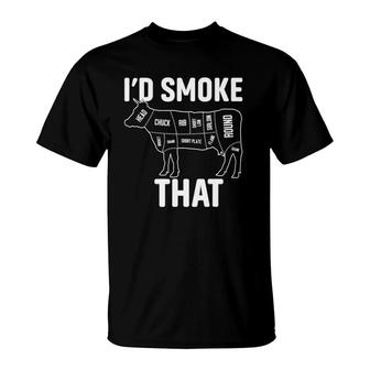 Funny Retro Bbq Party Smoker Chef Dad - I'd Smoke That T-Shirt