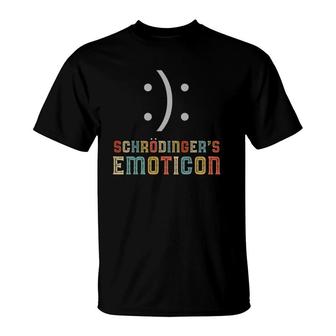 Funny Schrodinger's Cat Emoticon Quantum Mechanics T-Shirt | Mazezy