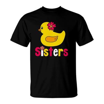 Funny Sisters Duck Rubber, Duck Sisters Gifts Mom Dad Kids T-Shirt | Mazezy