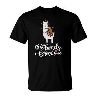 Funny Sloth Cute Llama Best Friends Forever Animal Lover T-Shirt | Mazezy AU