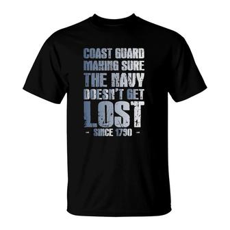 Funny Vintage Coast Guard Making Sure Navy Doesn't Get Lost T-Shirt | Mazezy
