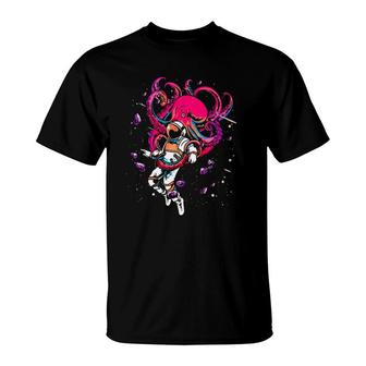 Galaxy Birthday Kraken Astronaut Space Octopus T-Shirt | Mazezy