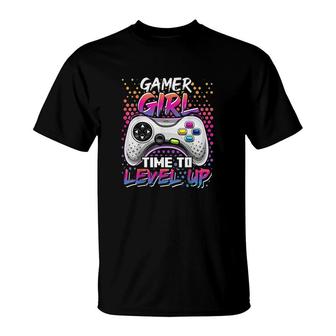 Gamer Girl Time To Level Up Video Game Birthday Gift Girls Level Up Birthday T-Shirt - Seseable