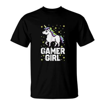 Gamer Girl Unicorn Video Game Cute Gift T-Shirt | Mazezy
