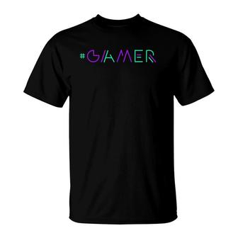 Gamer Retro Gaming Gamer & Video Game Lover Green-Purple T-Shirt | Mazezy