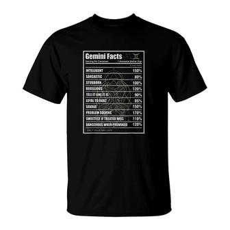 Gemini Facts Zodiac Sign T-Shirt | Mazezy