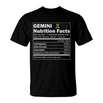 Gemini Nutrition Astrology Zodiac Sign Horoscope T-Shirt | Mazezy