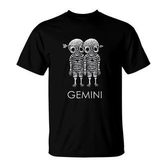 Gemini Skeleton Twins Gothic Gemini T-Shirt | Mazezy