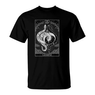 Gemini Tarot Card Crescent Moon And Snake T-Shirt | Mazezy