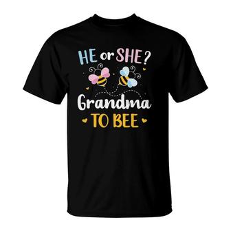 Gender Reveal He Or She Grandma Matching Family Baby Party T-Shirt | Mazezy
