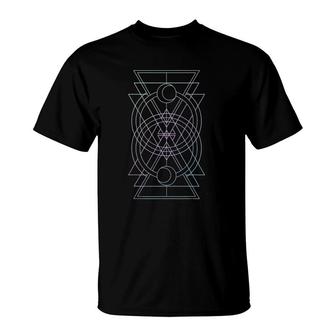 Geometric Shapes Purple To Blue Gradient Graphic T-Shirt | Mazezy