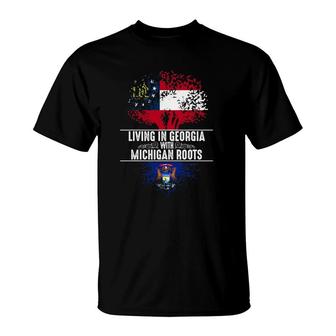 Georgia Home Michigan Roots State Tree Flag Love Gift T-Shirt | Mazezy