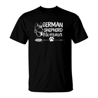 German Shepherd Momma Dog Face Paw Lover Owner Arrow Happy Mother’S Day Gift T-Shirt | Mazezy