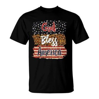 God Bless America 4Th Of July Leopard American Flag T-Shirt | Mazezy