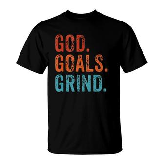 God Goals Grind Faith Christian Religious Vintage Retro T-Shirt | Mazezy DE