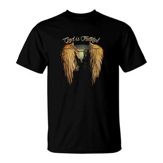 God Is Faithful Christian Scripture Angel Wings T-Shirt - Thegiftio UK