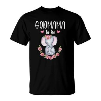 Godmama To Be Elephant Baby Shower Floral T-Shirt | Mazezy