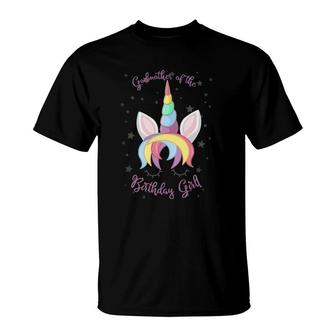 Godmother Of The Birthday Girl Unicorn Face T-Shirt | Mazezy