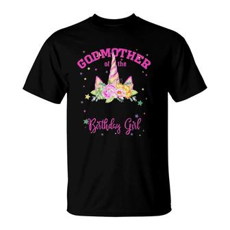 Godmother Of The Birthday Girl Unicorn Lashes Gift T-Shirt | Mazezy DE