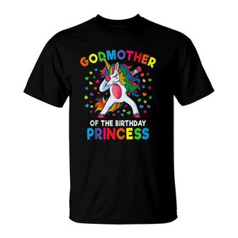 Godmother Of The Birthday Princess Dabbing Unicorn Party T-Shirt | Mazezy