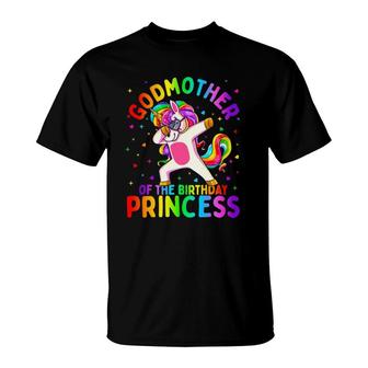 Godmother Of The Birthday Princess Girl Dabbing Unicorn T-Shirt | Mazezy
