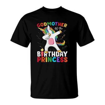 Godmother Of The Birthday Princess Unicorn Dabbing T-Shirt | Mazezy