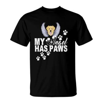 Golden Retriever Dog Gift My Angel Has Paws Love Memorial T-Shirt | Mazezy