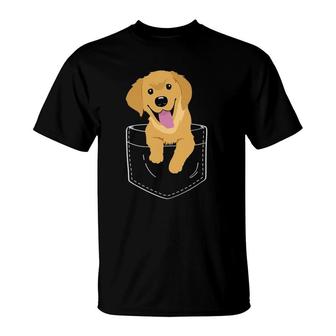 Golden Retriever In Pocket Dog Lover T-Shirt | Mazezy